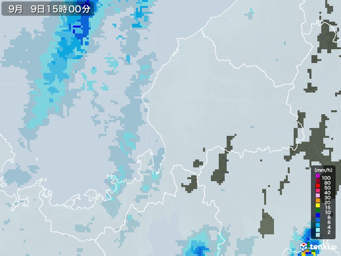 福井県の雨雲レーダー(2020年09月09日)