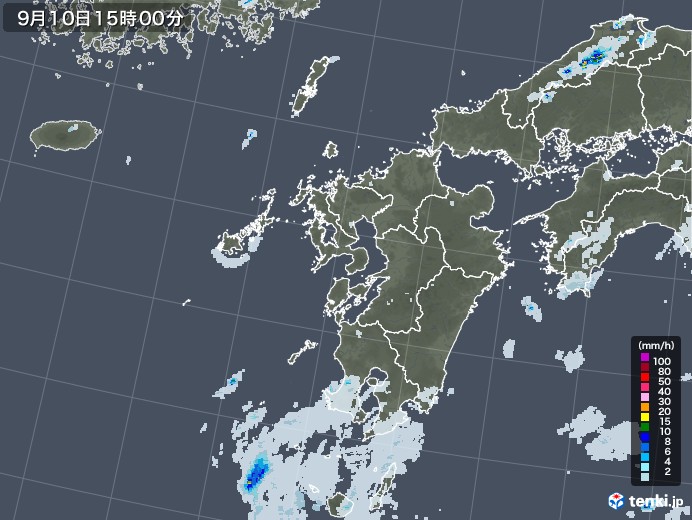 九州地方の雨雲レーダー(2020年09月10日)