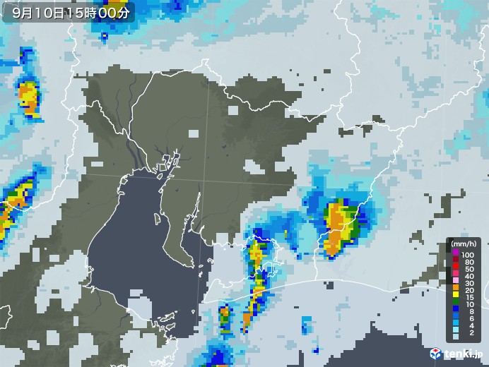 愛知県の雨雲レーダー(2020年09月10日)