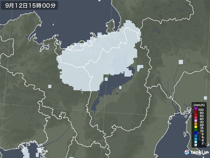 滋賀県の雨雲レーダー(2020年09月12日)