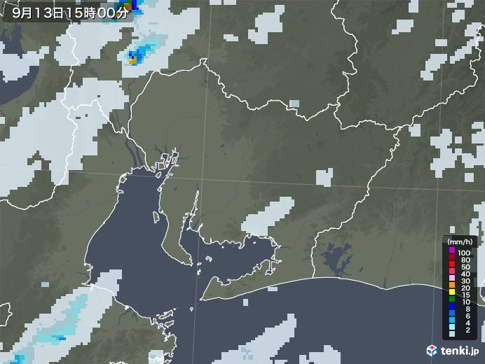 愛知県の雨雲レーダー(2020年09月13日)