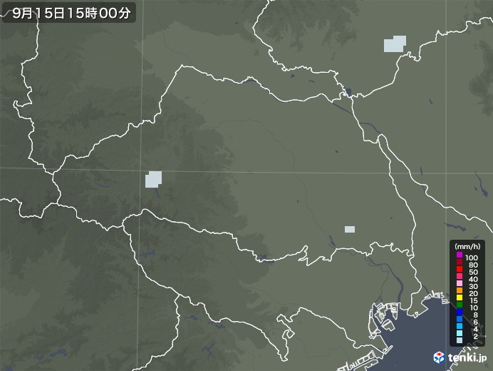 埼玉県の雨雲レーダー(2020年09月15日)