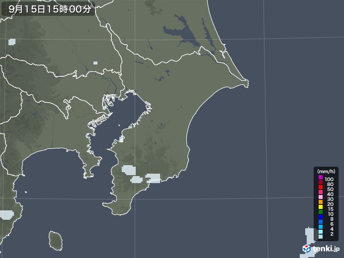 千葉県の雨雲レーダー(2020年09月15日)