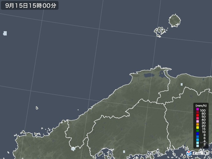 島根県の雨雲レーダー(2020年09月15日)