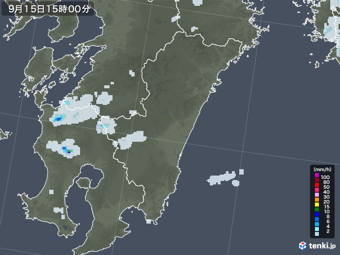 宮崎県の雨雲レーダー(2020年09月15日)