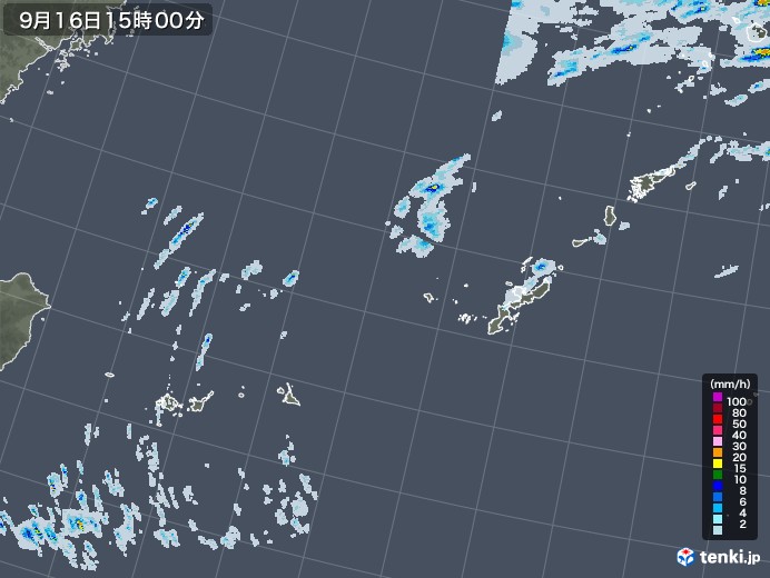 沖縄地方の雨雲レーダー(2020年09月16日)