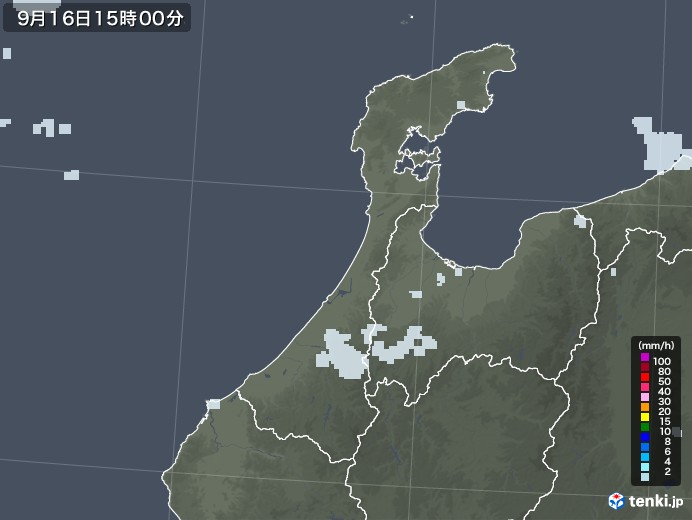 石川県の雨雲レーダー(2020年09月16日)