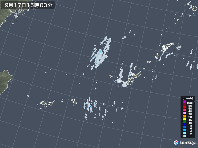 沖縄地方の雨雲レーダー(2020年09月17日)