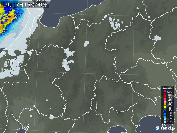 長野県の雨雲レーダー(2020年09月17日)