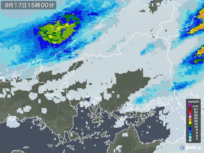 広島県の雨雲レーダー(2020年09月17日)