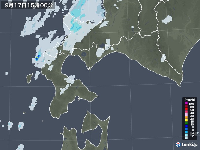 道南の雨雲レーダー(2020年09月17日)