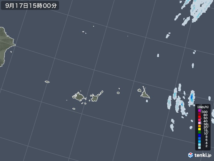 宮古・石垣・与那国(沖縄県)の雨雲レーダー(2020年09月17日)