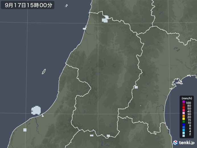 山形県の雨雲レーダー(2020年09月17日)