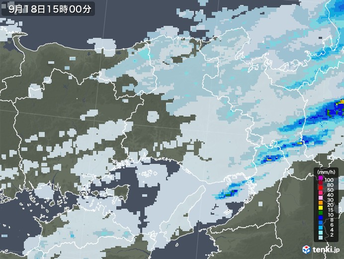 兵庫県の雨雲レーダー(2020年09月18日)