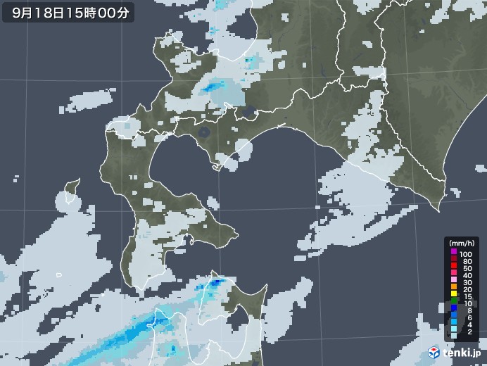 道南の過去の雨雲レーダー 年09月18日 日本気象協会 Tenki Jp