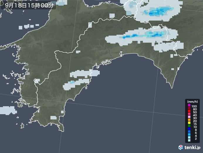 高知県の雨雲レーダー(2020年09月18日)