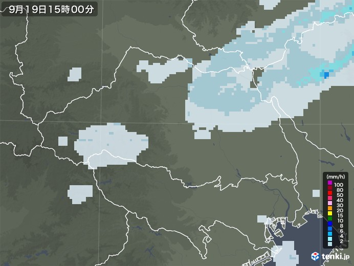 埼玉県の雨雲レーダー(2020年09月19日)