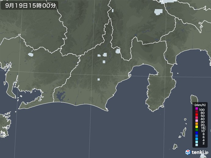 静岡県の雨雲レーダー(2020年09月19日)