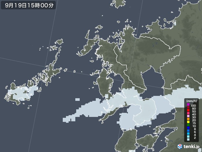 長崎県の雨雲レーダー(2020年09月19日)