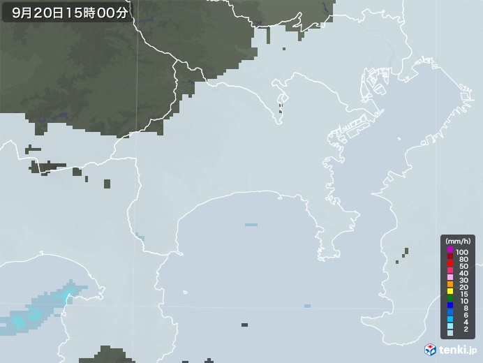 神奈川県の雨雲レーダー(2020年09月20日)