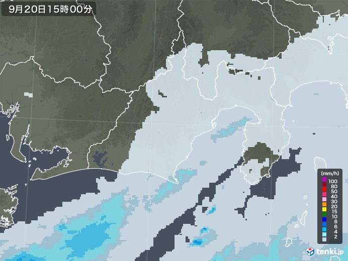 静岡県の雨雲レーダー(2020年09月20日)