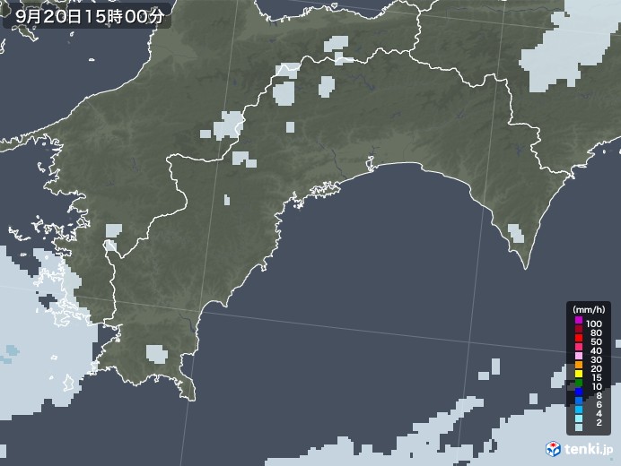 高知県の雨雲レーダー(2020年09月20日)