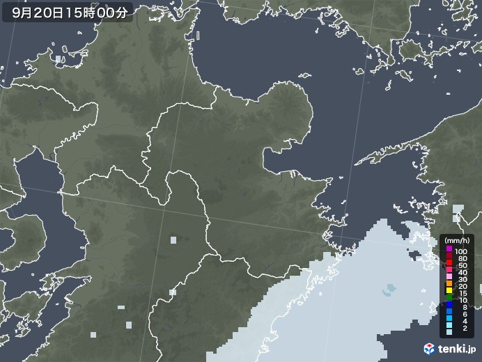 大分県の雨雲レーダー(2020年09月20日)