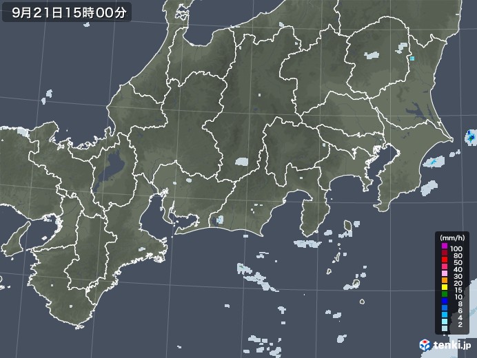 東海地方の雨雲レーダー(2020年09月21日)