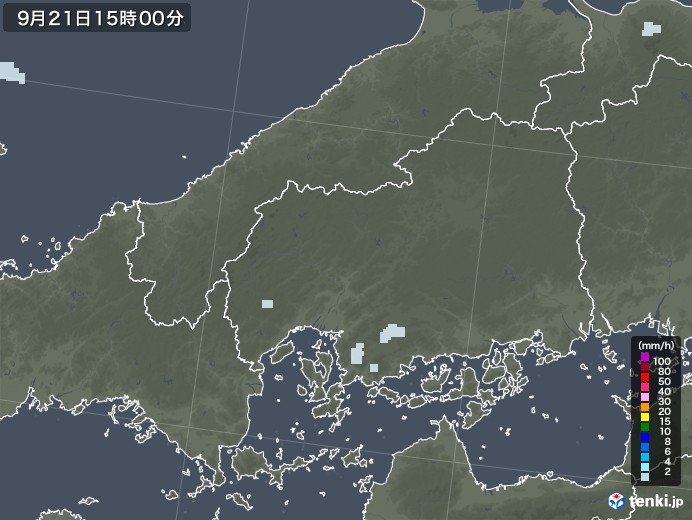 広島県の雨雲レーダー(2020年09月21日)