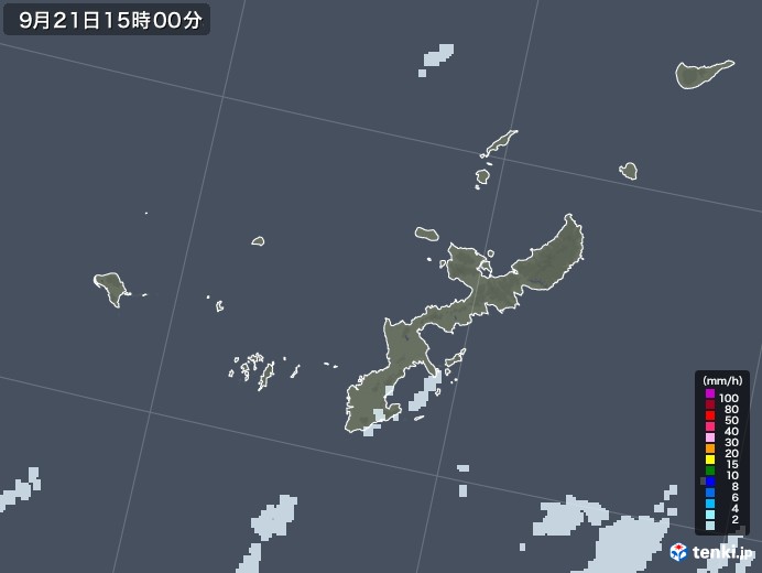 沖縄県の雨雲レーダー(2020年09月21日)