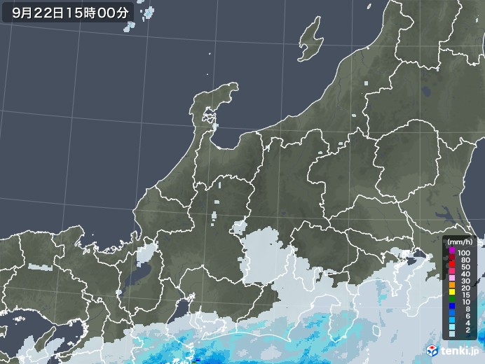 北陸地方の雨雲レーダー(2020年09月22日)