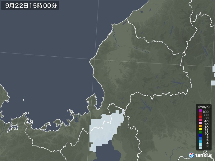 福井県の雨雲レーダー(2020年09月22日)