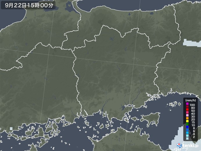 岡山県の雨雲レーダー(2020年09月22日)