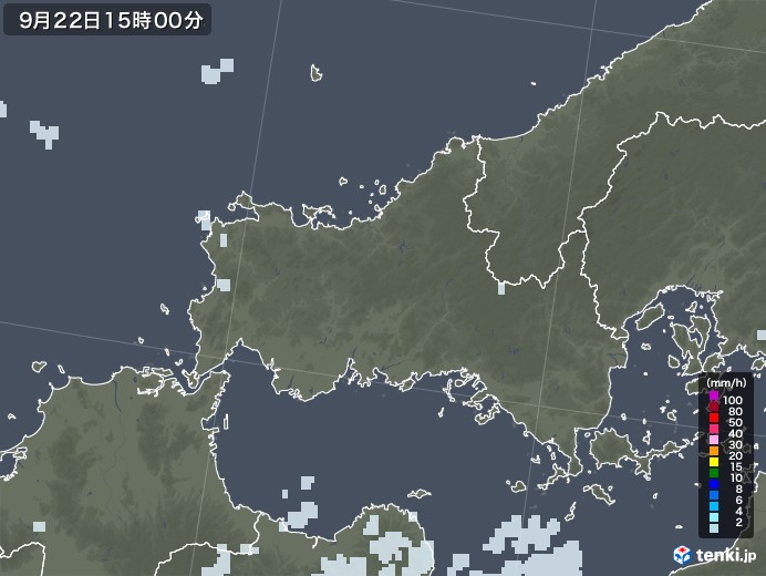 山口県の雨雲レーダー(2020年09月22日)