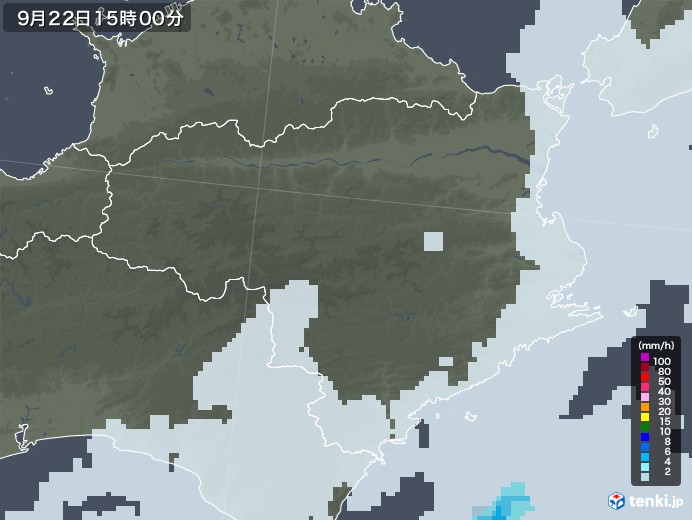 徳島県の雨雲レーダー(2020年09月22日)