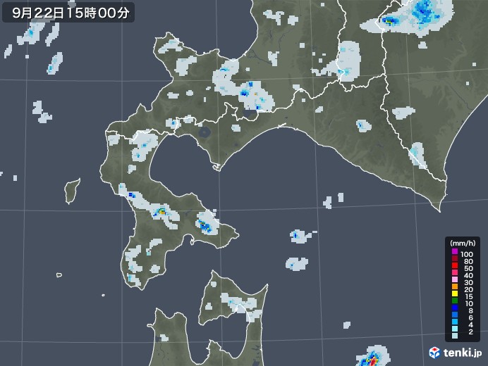 道南の雨雲レーダー(2020年09月22日)