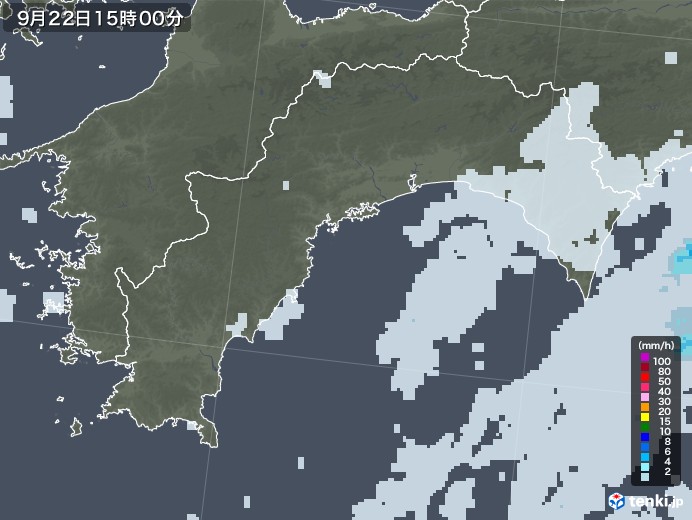 高知県の雨雲レーダー(2020年09月22日)