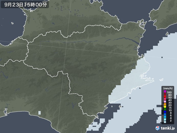 徳島県の雨雲レーダー(2020年09月23日)