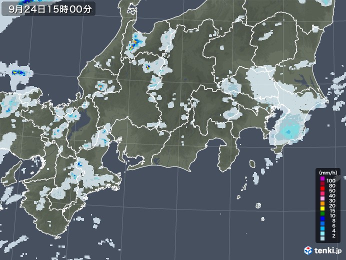 東海地方の雨雲レーダー(2020年09月24日)