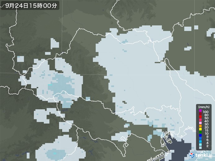 埼玉県の雨雲レーダー(2020年09月24日)