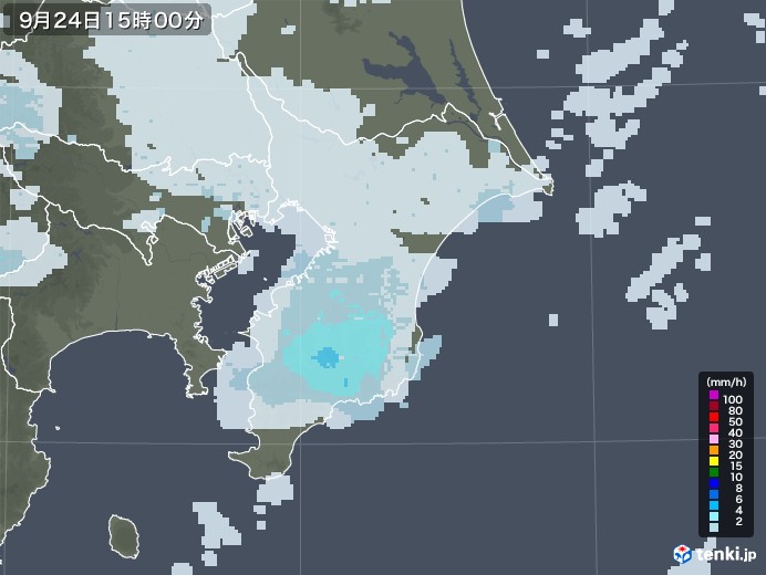 千葉県の雨雲レーダー(2020年09月24日)