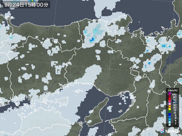 兵庫県の雨雲レーダー(2020年09月24日)