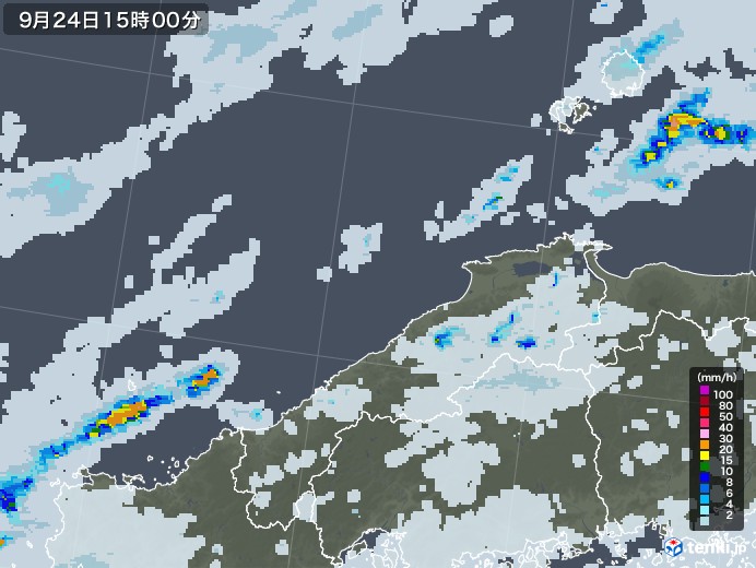 島根県の雨雲レーダー(2020年09月24日)
