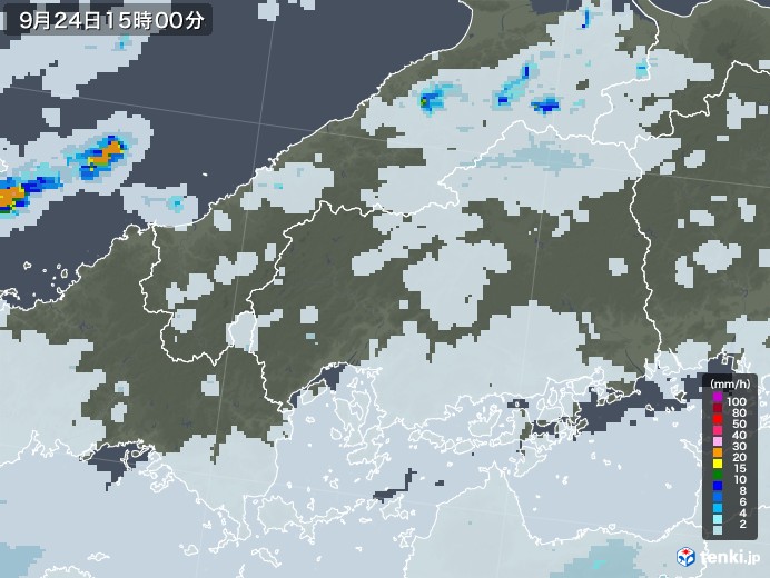 広島県の雨雲レーダー(2020年09月24日)