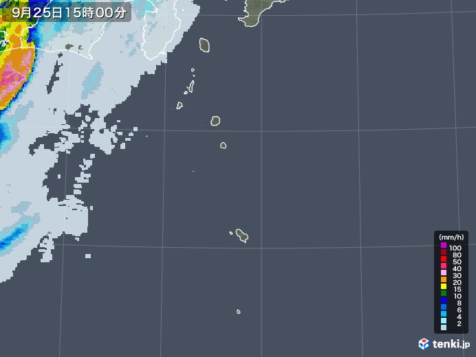 伊豆諸島(東京都)の雨雲レーダー(2020年09月25日)