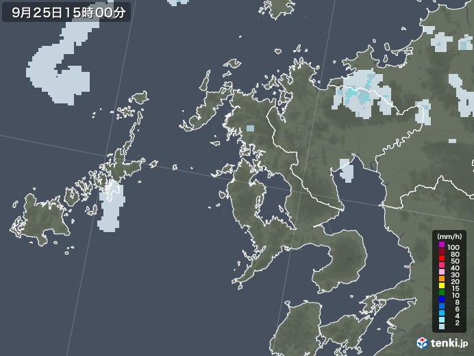 長崎県の雨雲レーダー(2020年09月25日)