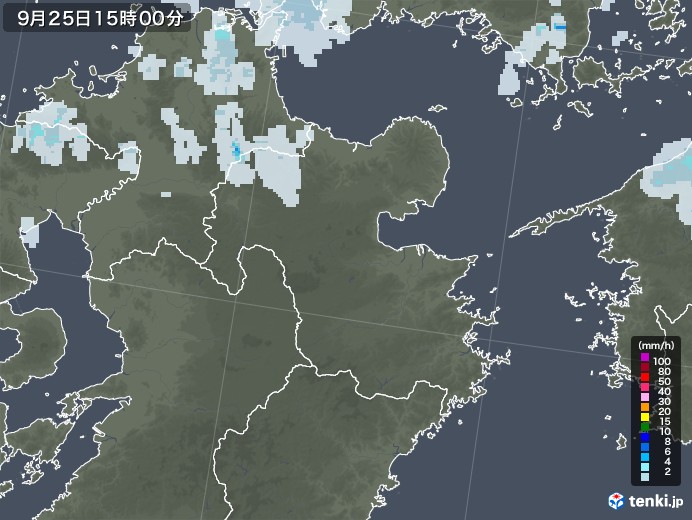 大分県の雨雲レーダー(2020年09月25日)