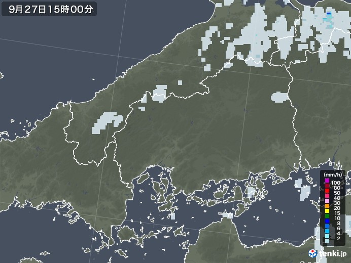 広島県の雨雲レーダー(2020年09月27日)