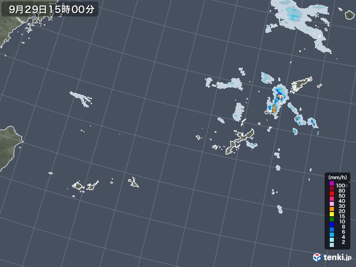 沖縄地方の雨雲レーダー(2020年09月29日)