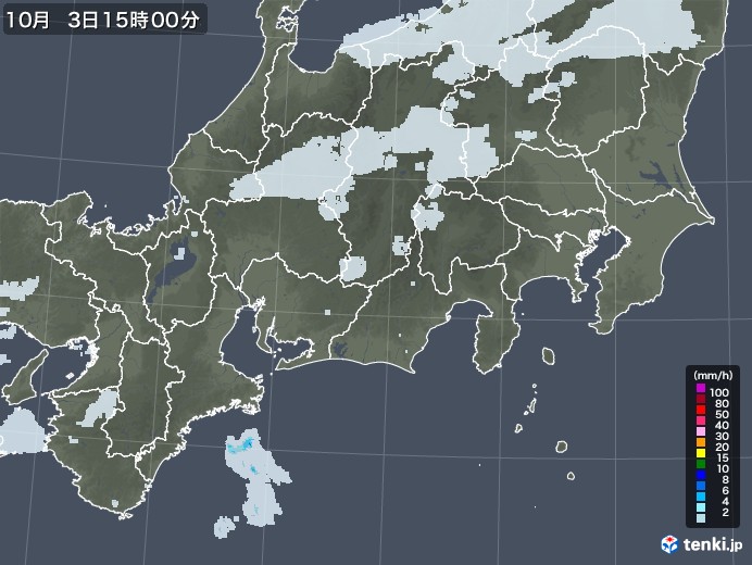 東海地方の雨雲レーダー(2020年10月03日)